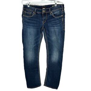 Silver Jeans Co. Berkley Straight Leg Denim Jeans Womens Size 26 Dark Wash